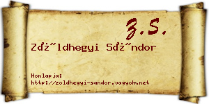 Zöldhegyi Sándor névjegykártya